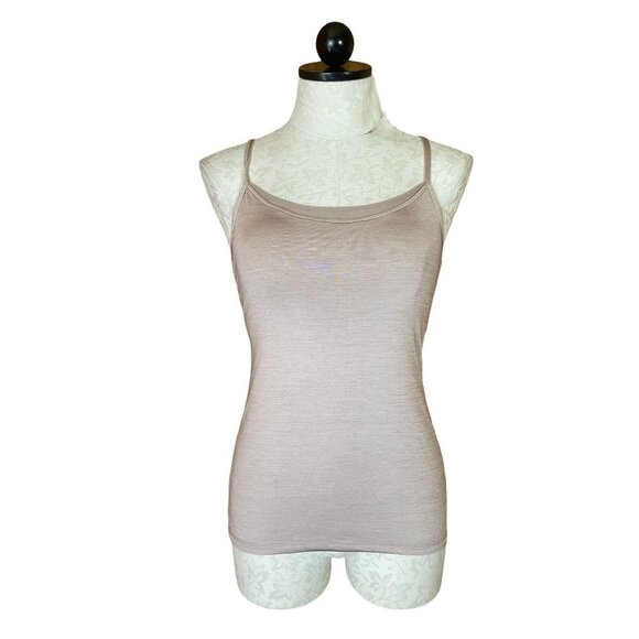 Lululemon Sports Tank Top Lined Knit Champagne Beige Spaghetti Strap Crossback 4 - Picture 1 of 7